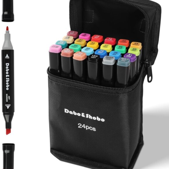 24 Dual Tip Alcohol Markers Set – Art & Coloring Pens, Alcohol-Based, Free Shipp - Picture 5 of 5